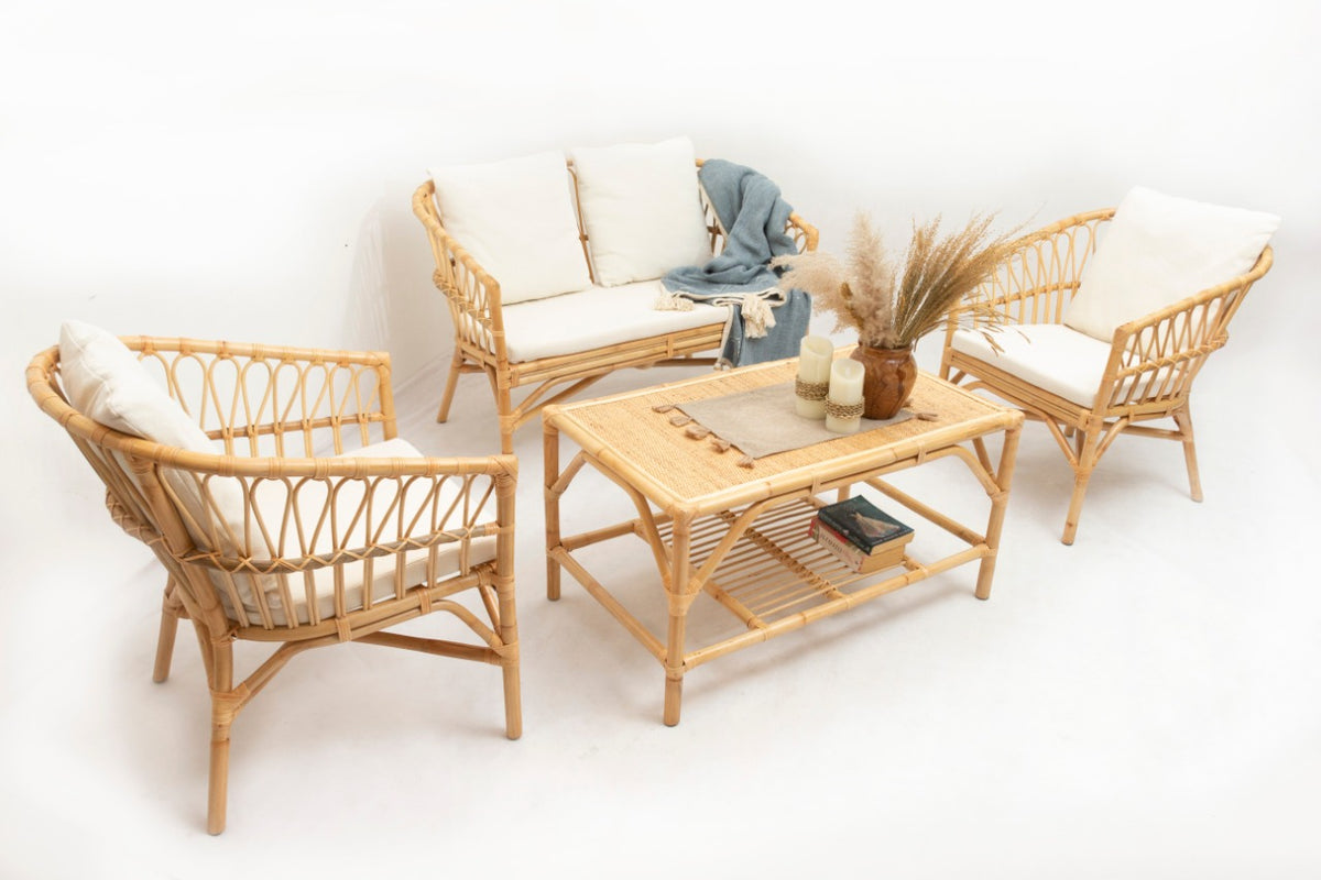 Handcrafted rattan living set – California, boho furniture from BaliSouk