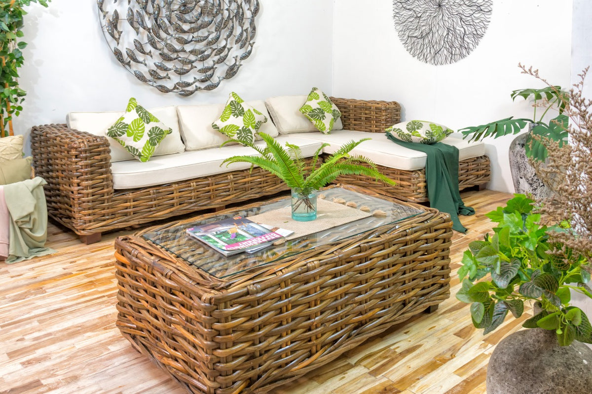 Rattan sofa – Saint Tropez Sofa L Shape, natural natural materials in boho style