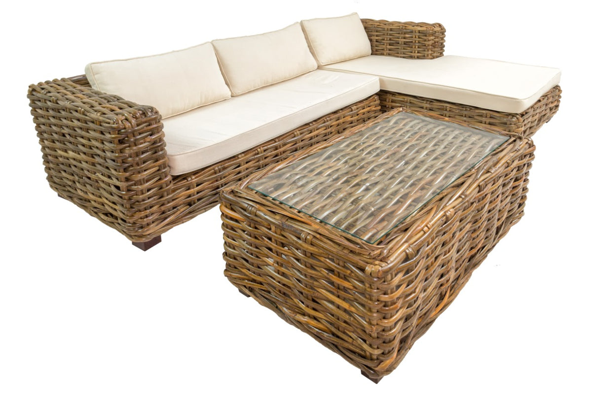 Rattan sofa – Saint Tropez Sofa L Shape, natural natural materials in boho style
