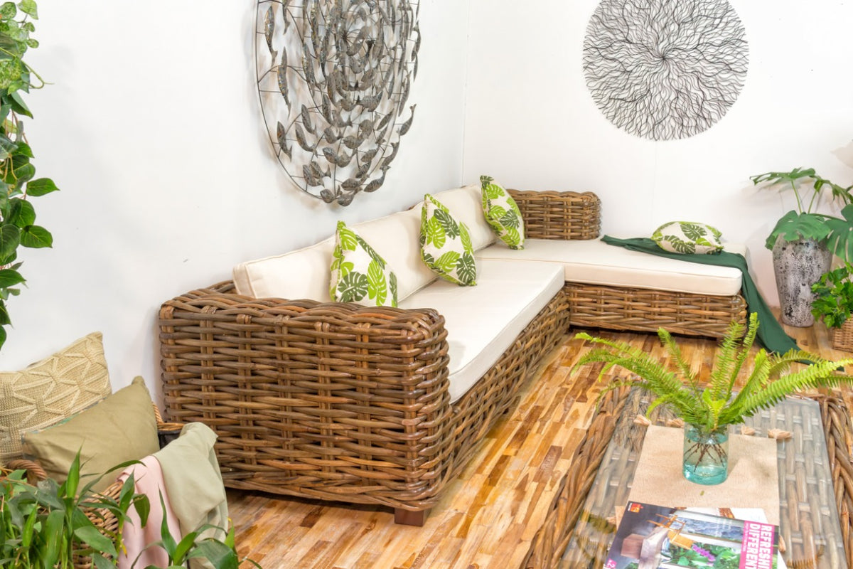 Handcrafted rattan sofa – Saint Tropez Sofa L Shape, boho furniture from BaliSouk
