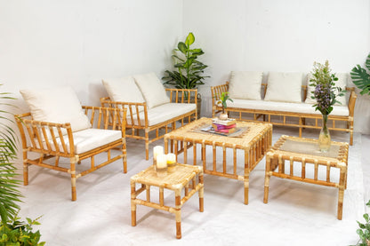 Indramayu living set in natural materials – handmade boho furniture from Bali
