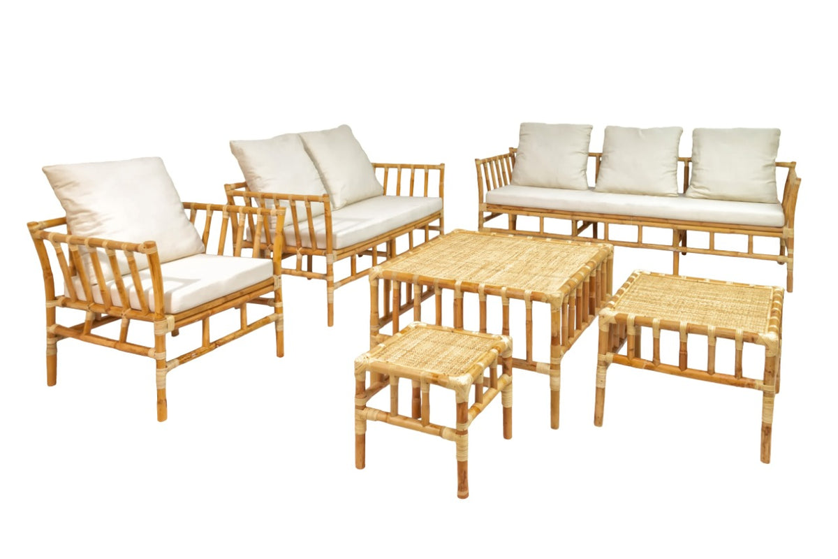 Rattan living set – Indramayu, natural natural materials in boho style