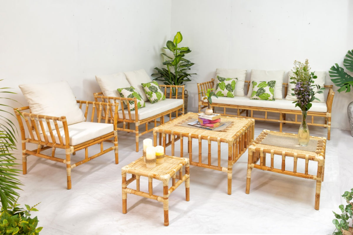 Indramayu living set, boho furniture handmade by Balinese artisans