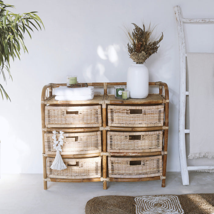Handmade rattan chest of drawers – the Barok Kommode, boho furniture made in Bali