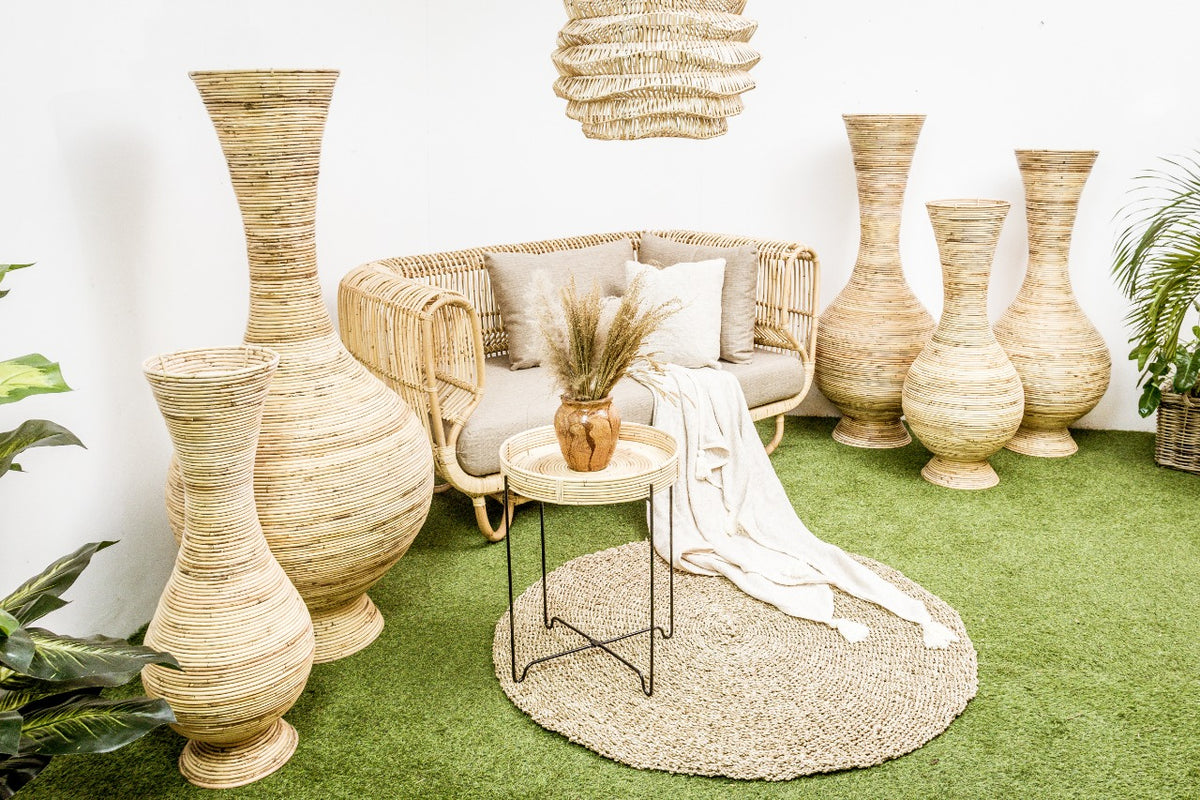 Rattan vase Dinar – handmade in Bali, boho style