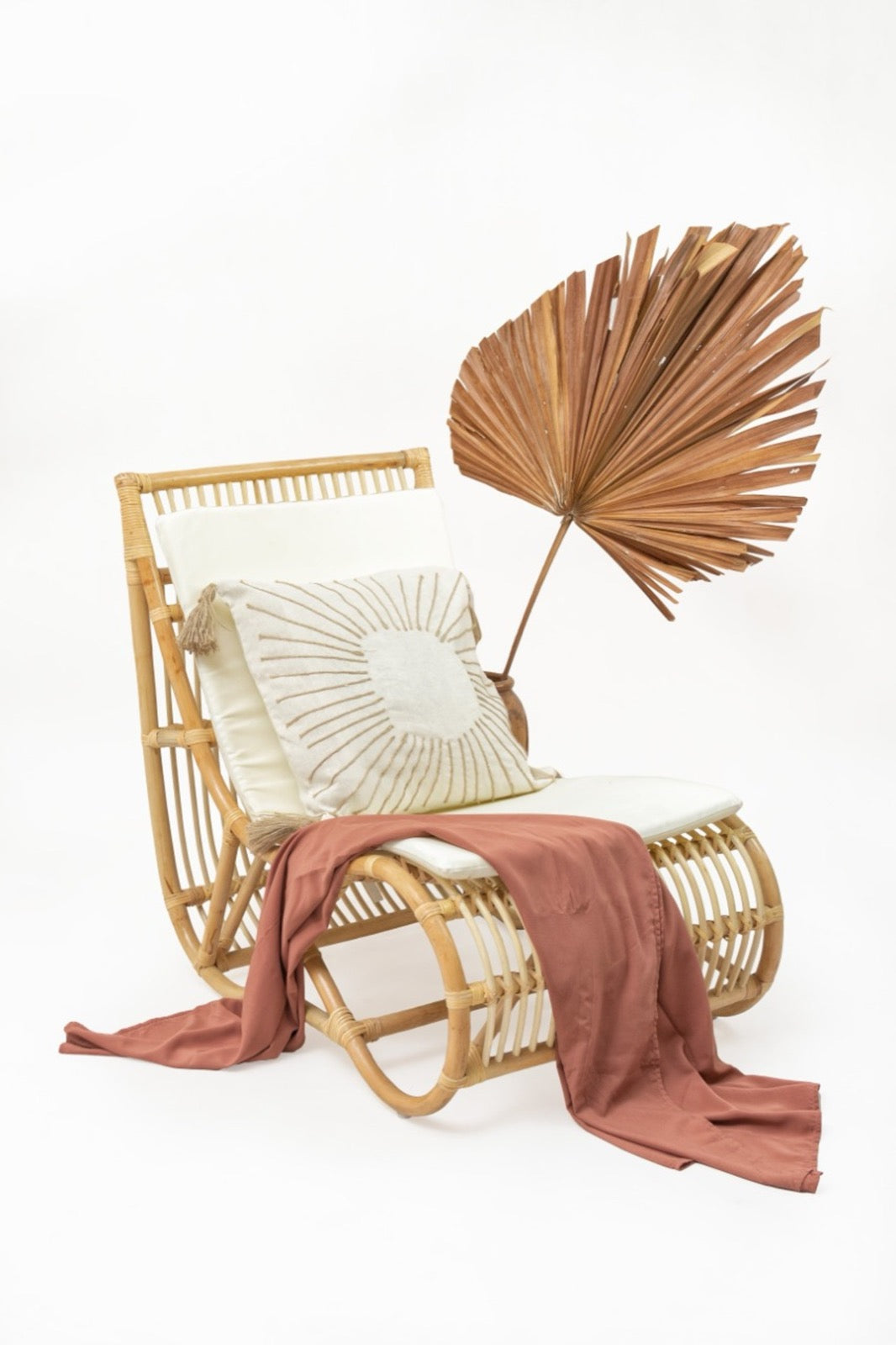 Rattan sun lounger – Carl Oskar, natural natural materials in boho style