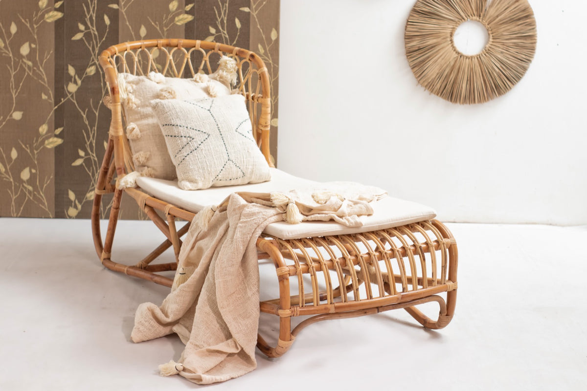 Rattan sun lounger – Charlotta, natural natural materials in boho style