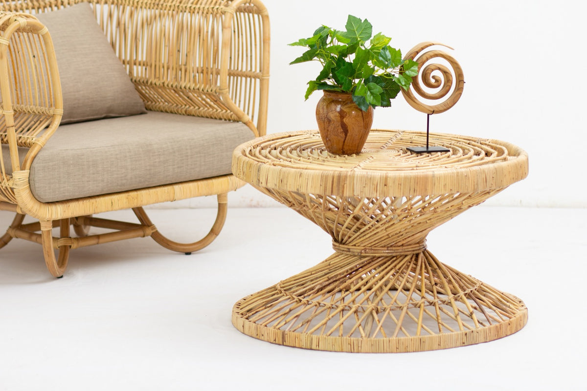 Rattan side table String – boho furniture handcrafted in Bali by BaliSouk