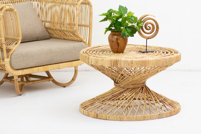 Rattan side table String – boho furniture handcrafted in Bali by BaliSouk