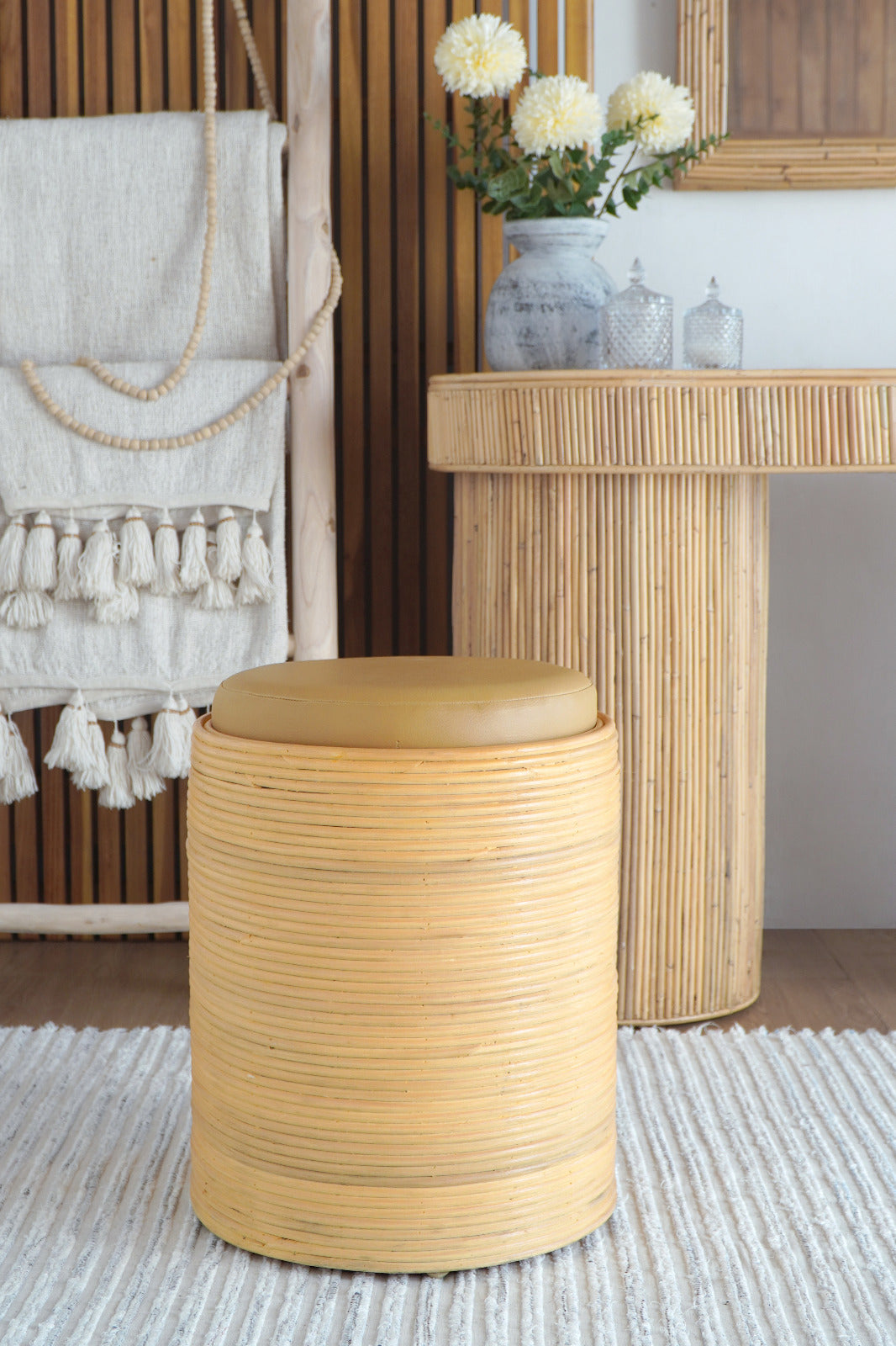 Rattan stool Gatsby – boho furniture handcrafted in Bali by BaliSouk