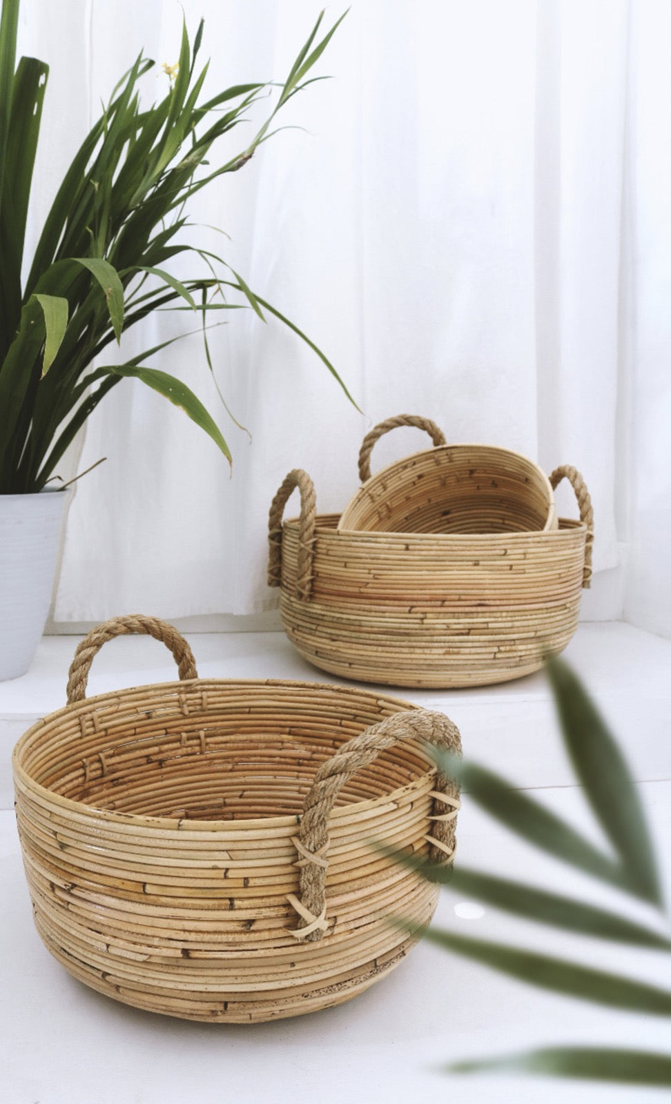 Keke Round Basket With Handle Set Of Three