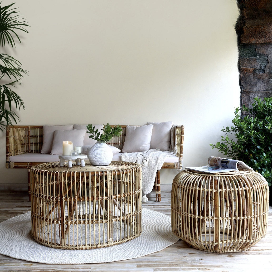 Sifnos coffee table in natural materials – boho furniture by BaliSouk