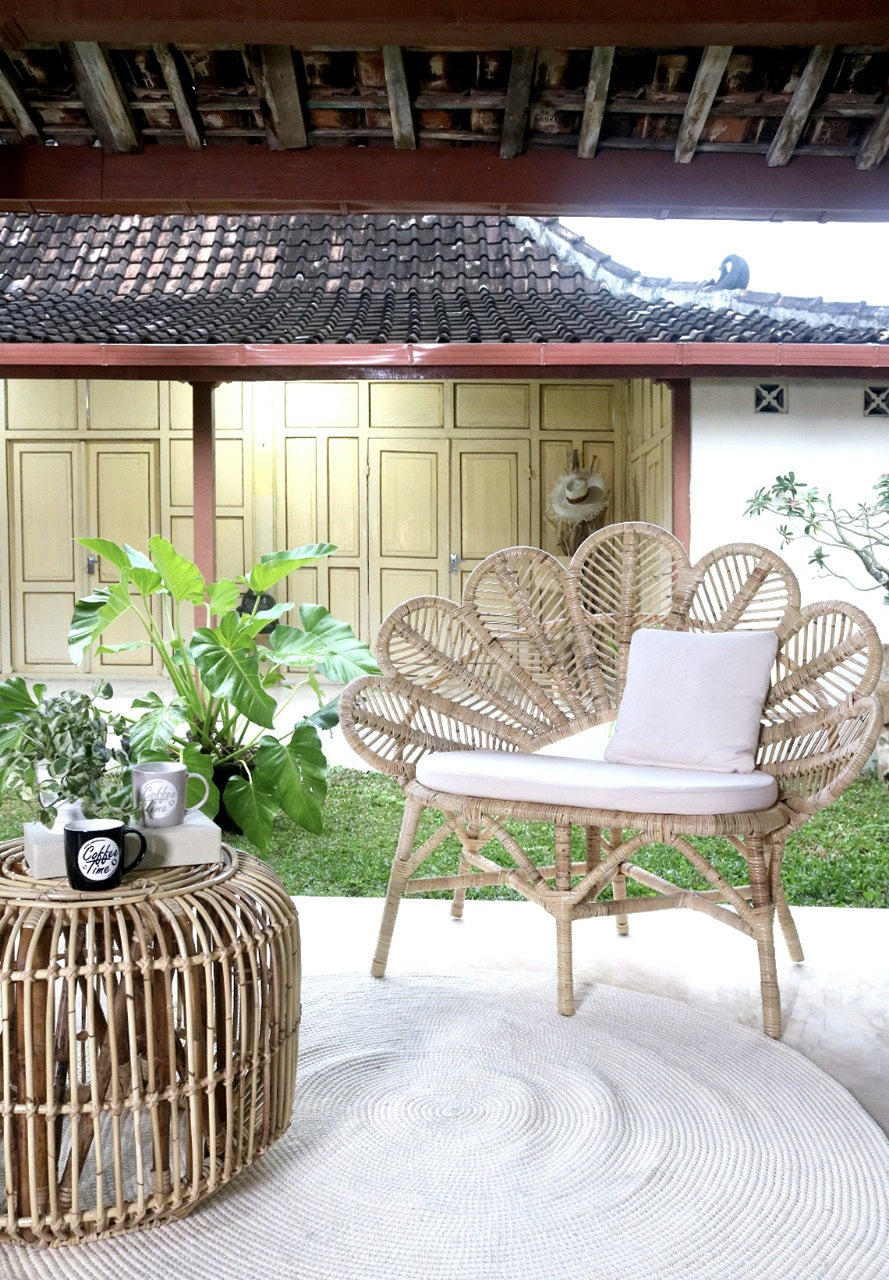 Rattan lounge chair – Flower – boho furniture handmade in Bali by BaliSouk