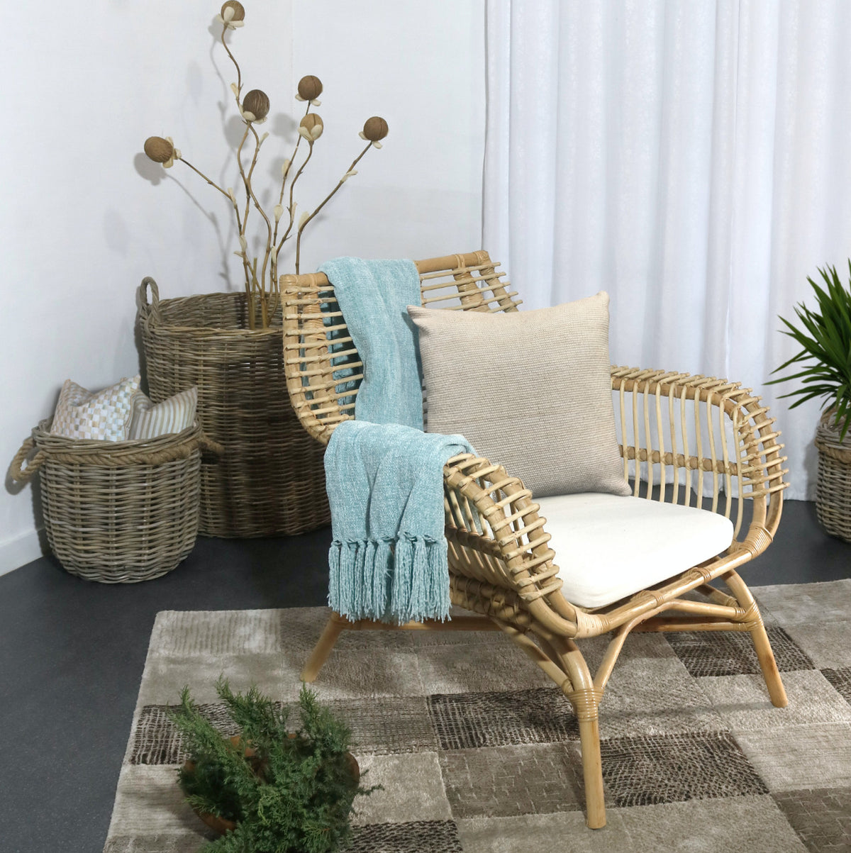 Karina Arm armchair in natural materials – boho furniture by BaliSouk