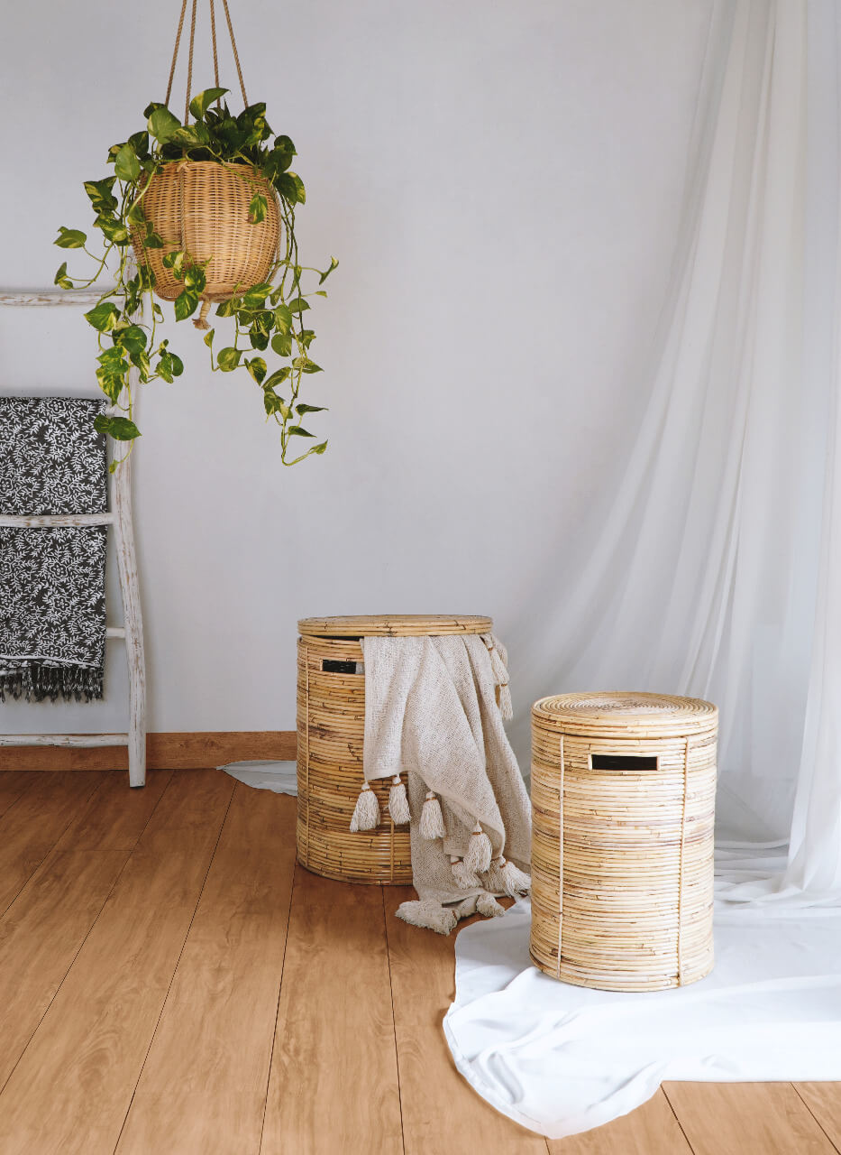 Catrina Laundry Basket Set Of Two With Lid And Cotton Liner