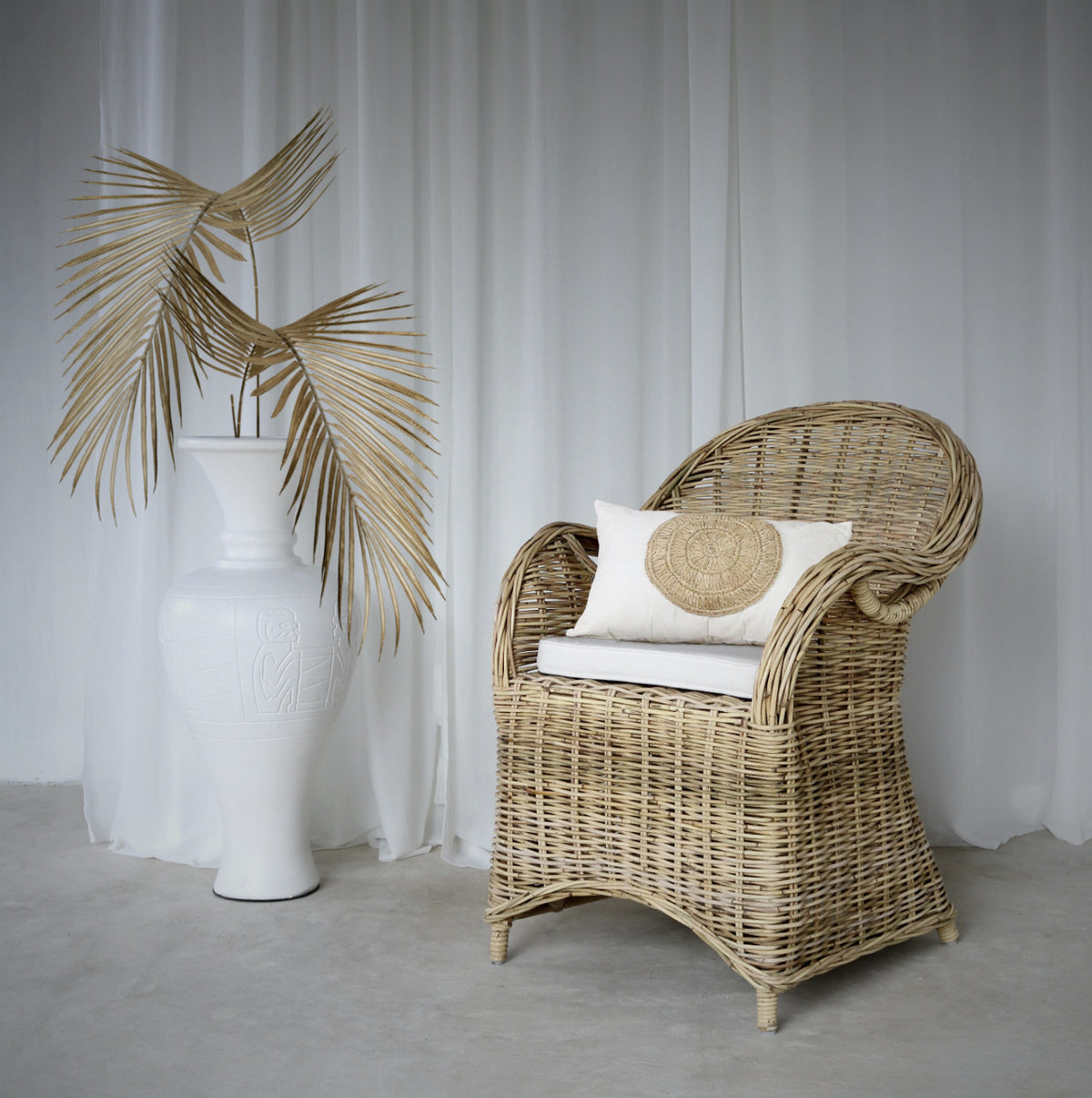 Handcrafted rattan armchair – Athena, boho furniture from BaliSouk
