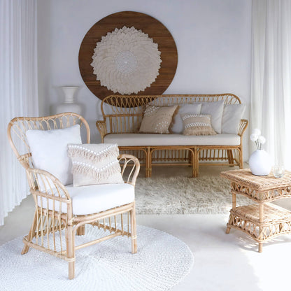 Bali Furniture – Kalimantan Arm Chair With White Cushion Seat & 1 Pillow