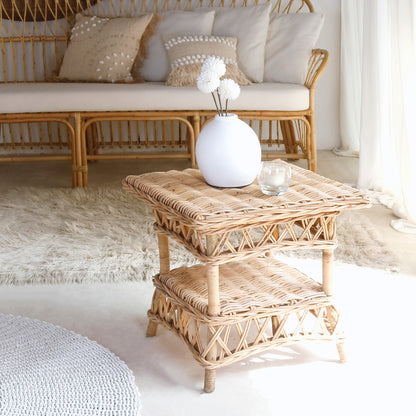 Athena side table in natural materials – handmade boho furniture from Bali