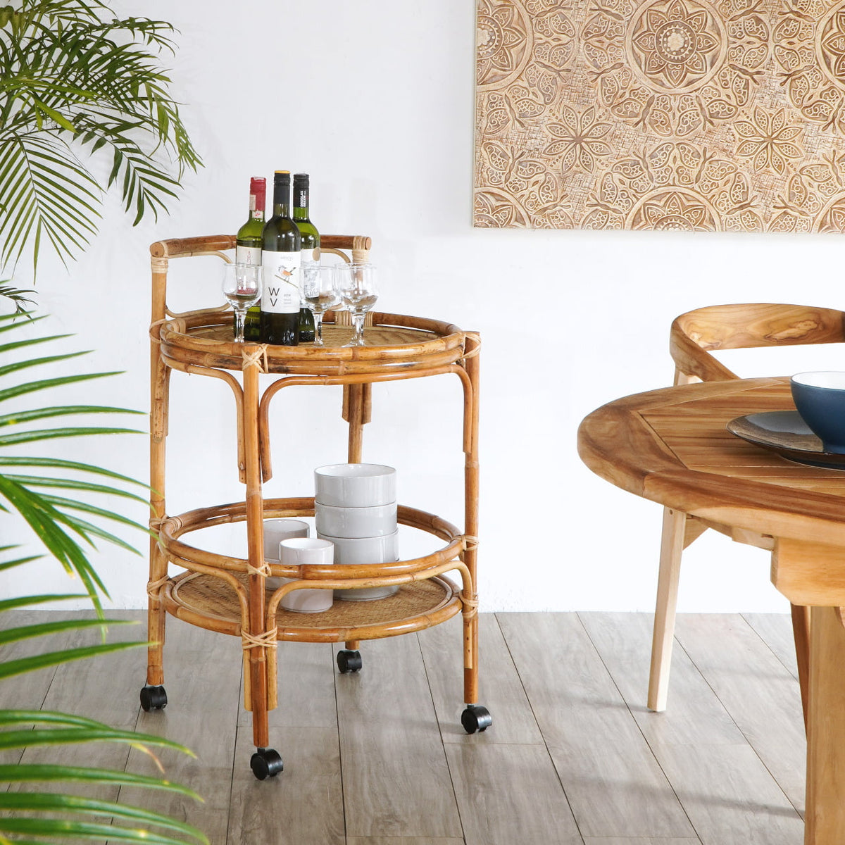 Handmade rattan trolley – the Greta, boho furniture made in Bali