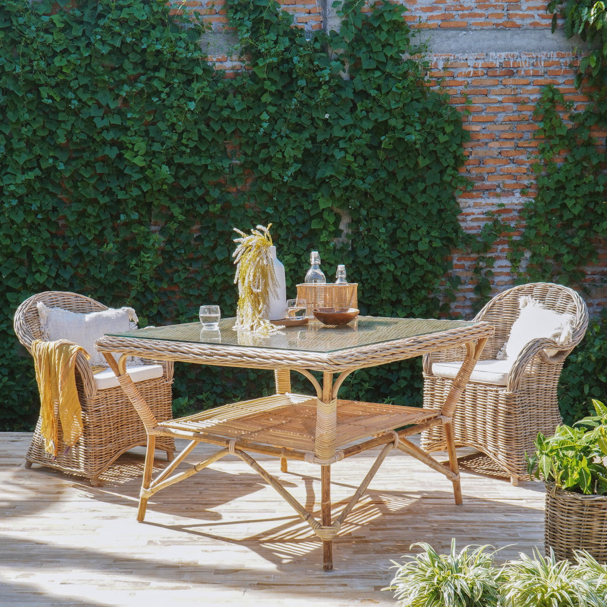 Athena Square Table With Tempered Glass