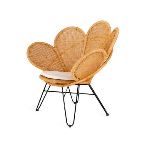 Bali Furniture – Flower Chair With White Seat Cushion