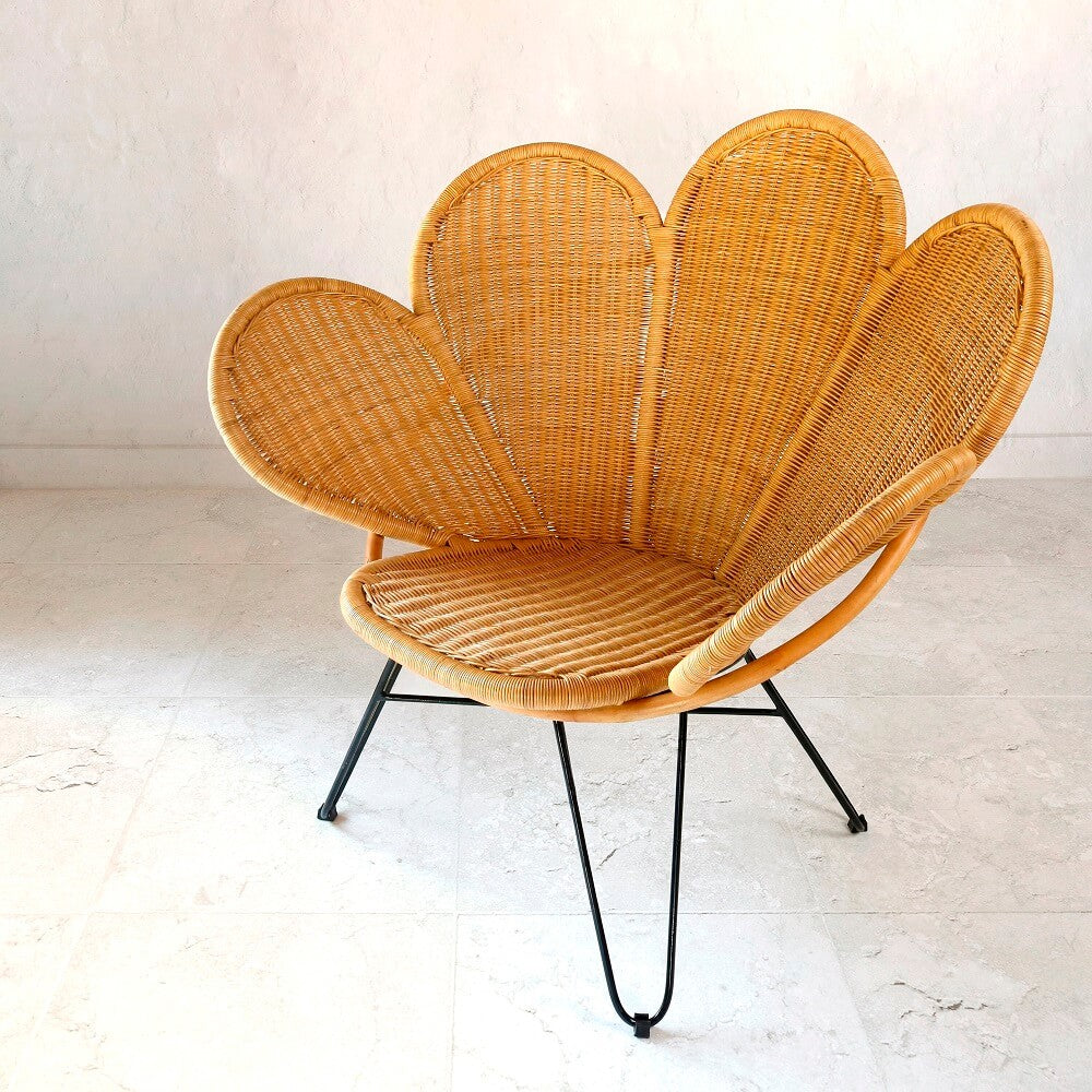 Flower Chair With White Seat Cushion