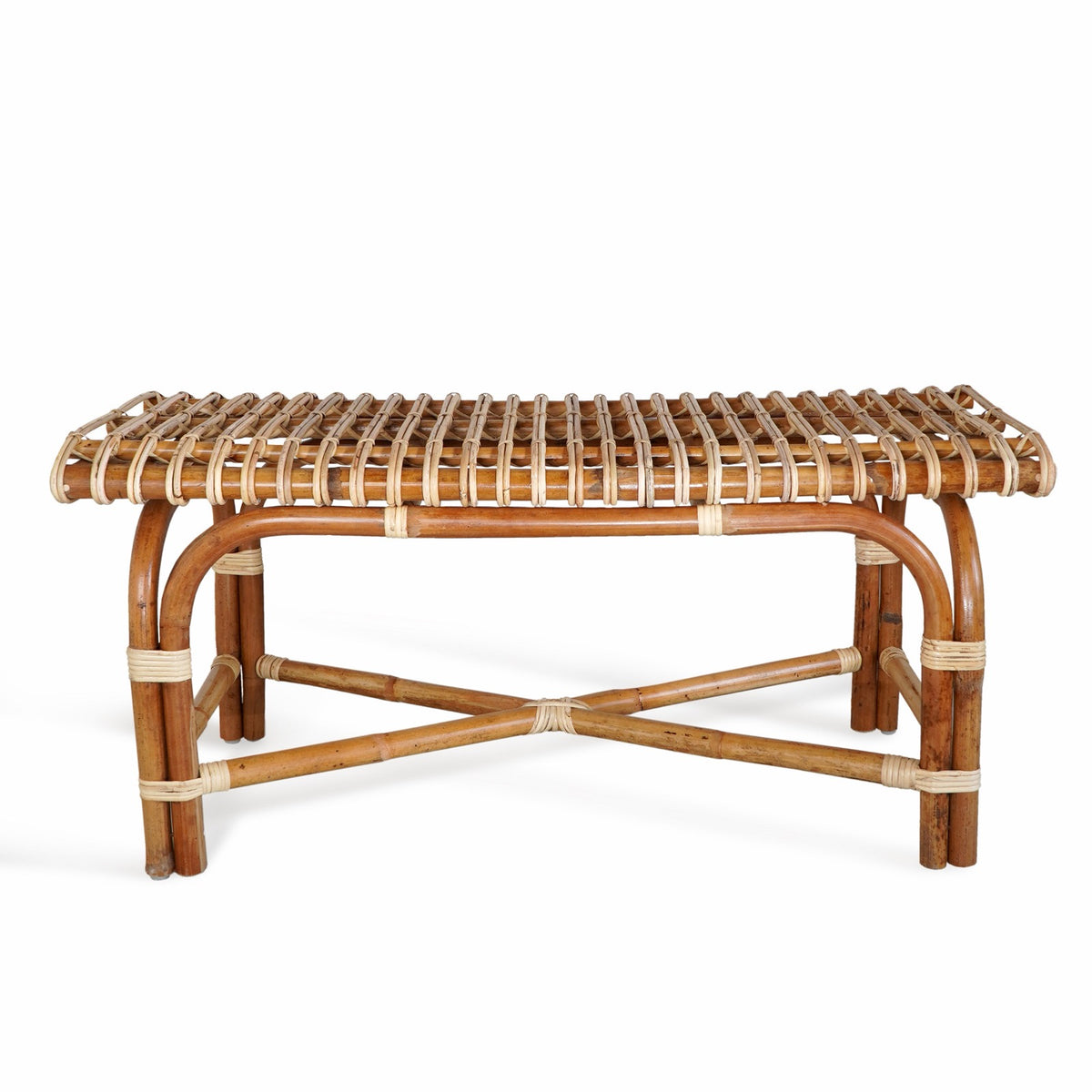 Rattan bench Minen – boho furniture, handwoven and handmade in Bali