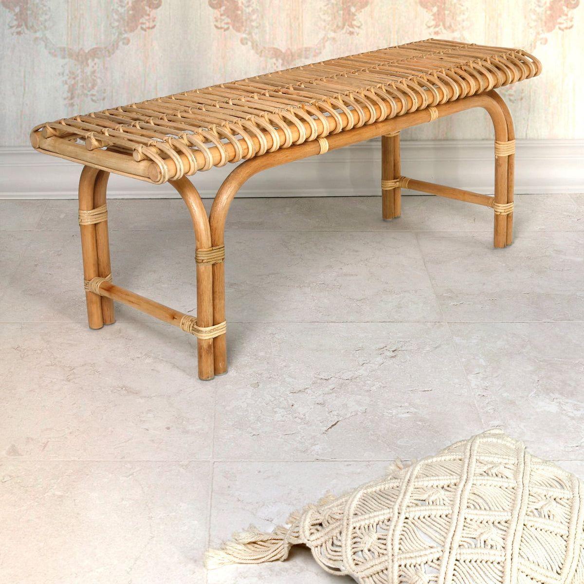 Rattan bench – Minen – boho furniture handmade in Bali by BaliSouk