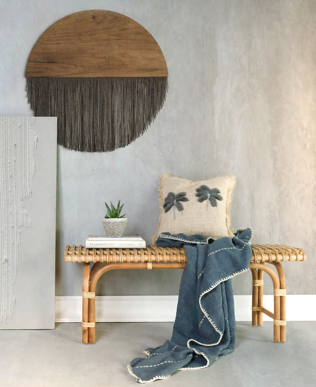 Minen bench, boho furniture handmade by Balinese artisans