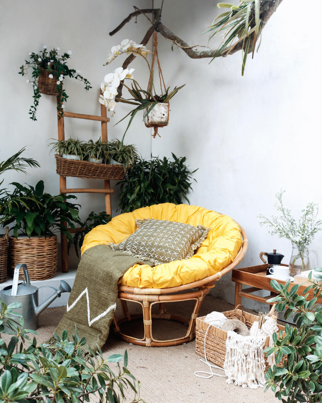 Papasan Stool With Cushion