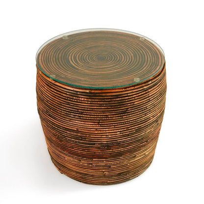 Stripe High Back Chair Set Including Glass Top And White Seat Cushion