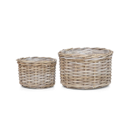 Linda Round Basket Set Of Two With Plastic