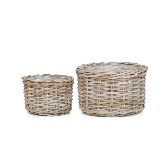 Linda Round Basket Set Of Two With Plastic