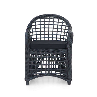 Piraus Armchair With Black Cushion Seat