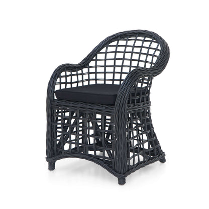 Piraus Armchair With Black Cushion Seat