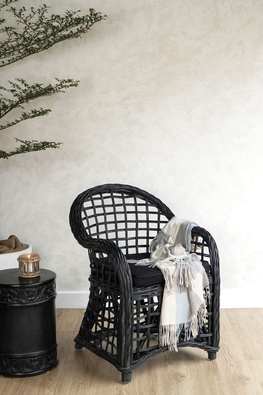 Piraus Armchair With Black Cushion Seat