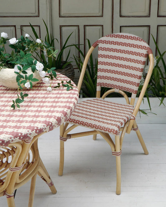 Boho synthetic rattan dining chair Geneva without cushion, handmade in Bali