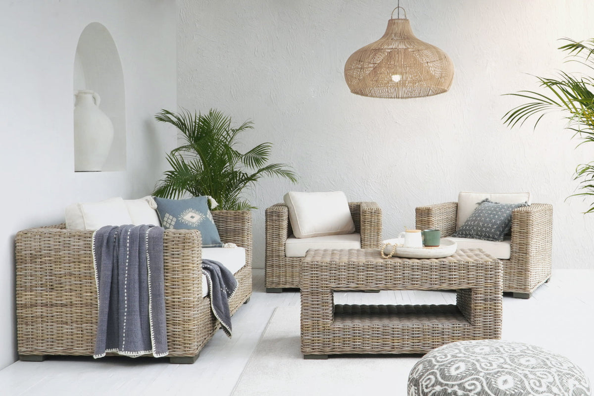 The Delphine living set – natural materials, boho furniture handmade in Bali