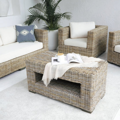 Mahogany living set Delphine – boho furniture, handwoven and handmade in Bali