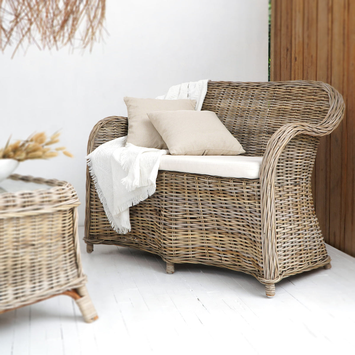 Rattan living set Elodie – boho furniture, handwoven and handmade in Bali
