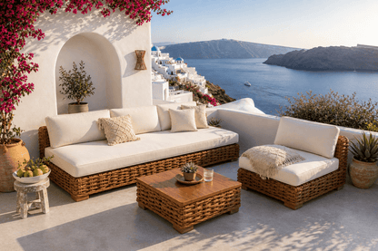 Oceane Living Set Of Three With White Cushion Set