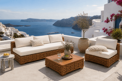 Oceane Living Set Of Three With White Cushion Set