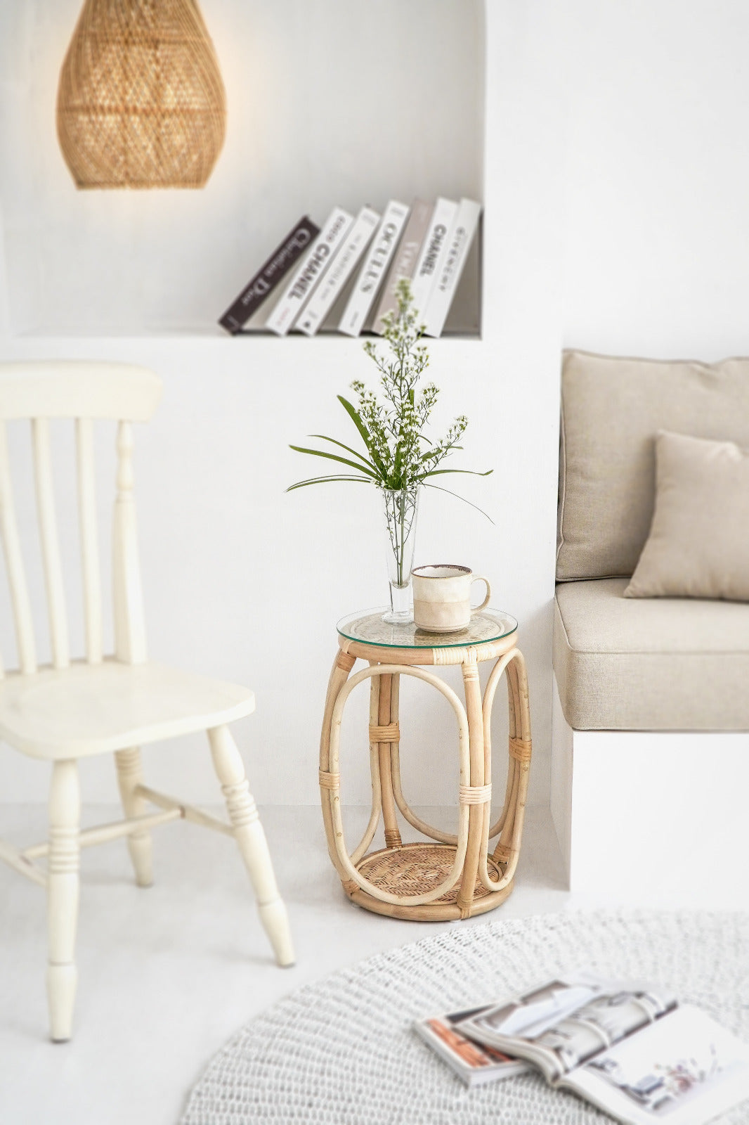 Rattan side table Quincy – boho furniture handcrafted in Bali by BaliSouk