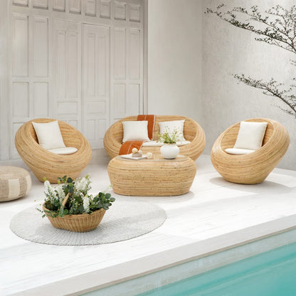 Egg living set in natural materials – handmade boho furniture from Bali