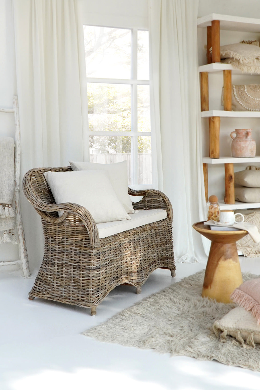 Rattan loveseat – Athena Love Seat, natural natural materials in boho style