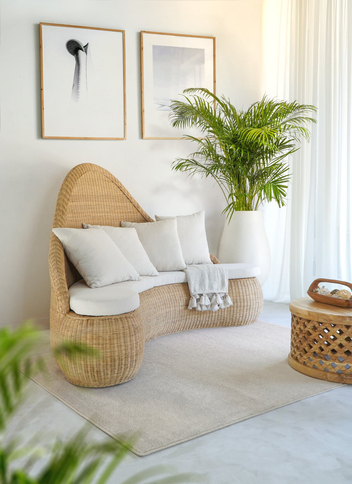 Handmade rattan sofa – the Alegra, boho furniture made in Bali