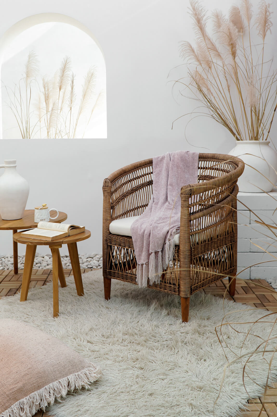 Malawi Armchair With Off White Cushion Seat – Set of 2