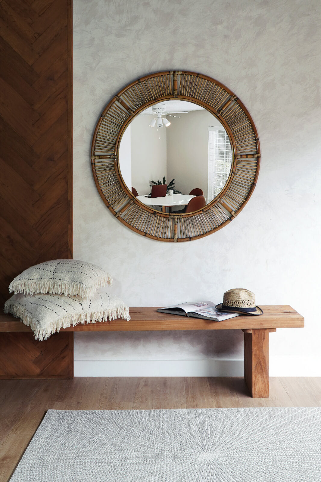 Bali Furniture – Denta Round Mirror – The Denta Round Mirror introduces an eff
