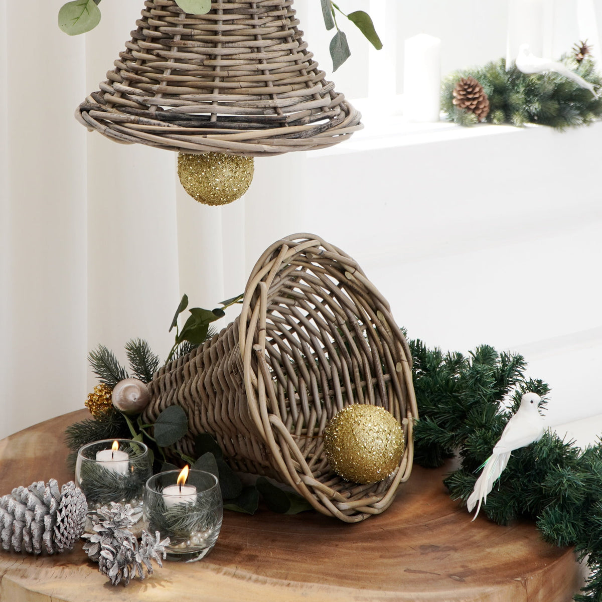 Rattan Christmas decoration – Bell, natural natural materials in boho style