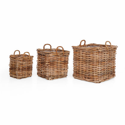 Leather basket Saint Tropez – boho decor, handwoven and handmade in Bali